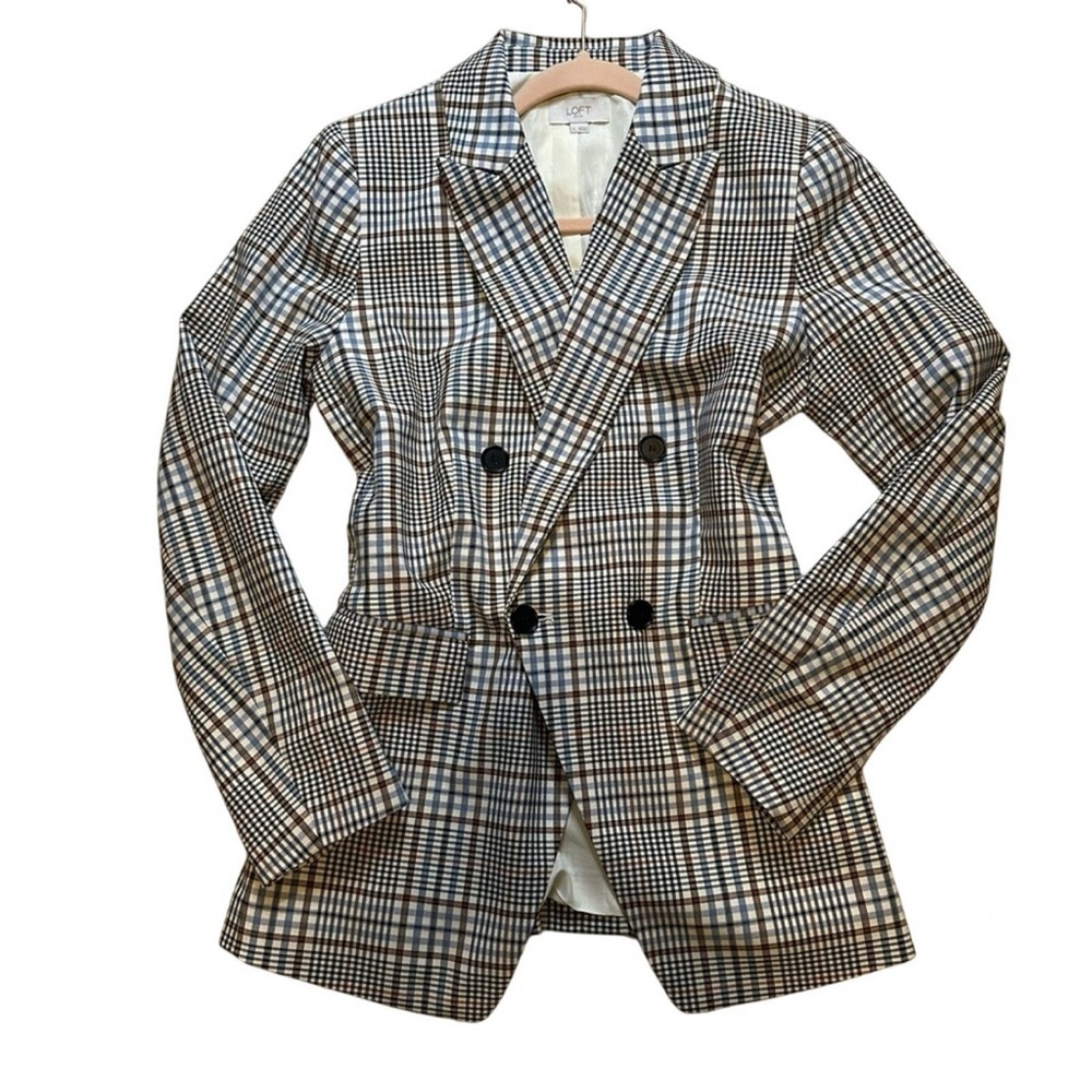 🔆 Loft Skirt Blazer SET Plaid Double-Breasted Blazer / Skirt set - Small / 6p